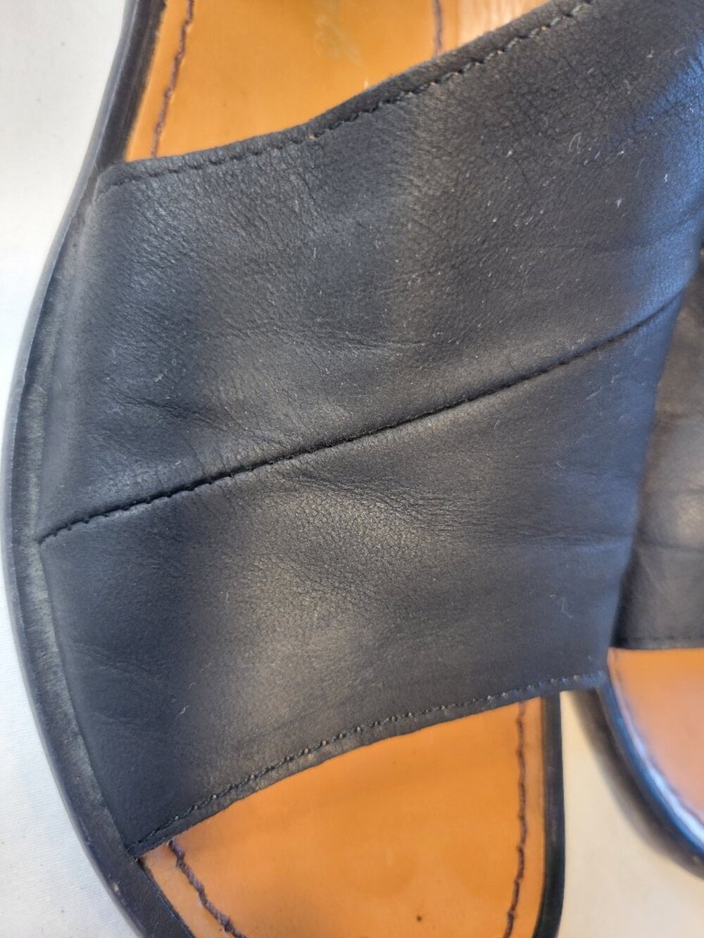 Free People Black Leather Slide Sandals Made in Spain Women's EU 37.5 US 7.5 - Picture 3 of 13
